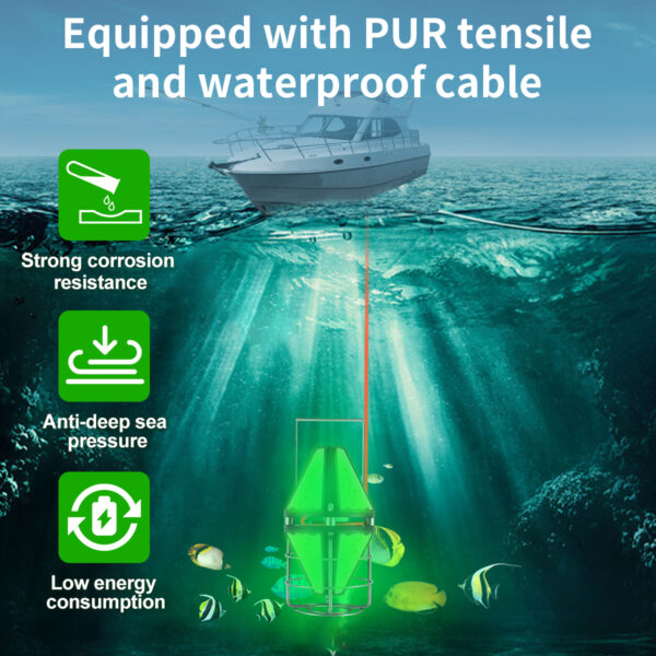 IP68 Waterproof Attraction Lamp 400W Lure Catching Salmon Green Fishing Light - Image 5