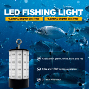 DC 12V Green Fishing Reflector Light IP68 Catching Salmon Large Fish 120W Light Outdoor Waterproof Retro Tent Lamp Fishing