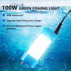 LED Submersible Fishing Light Underwater Fish Finder Lamp with 10m Cord 12VDC 100W Fishing Lamp