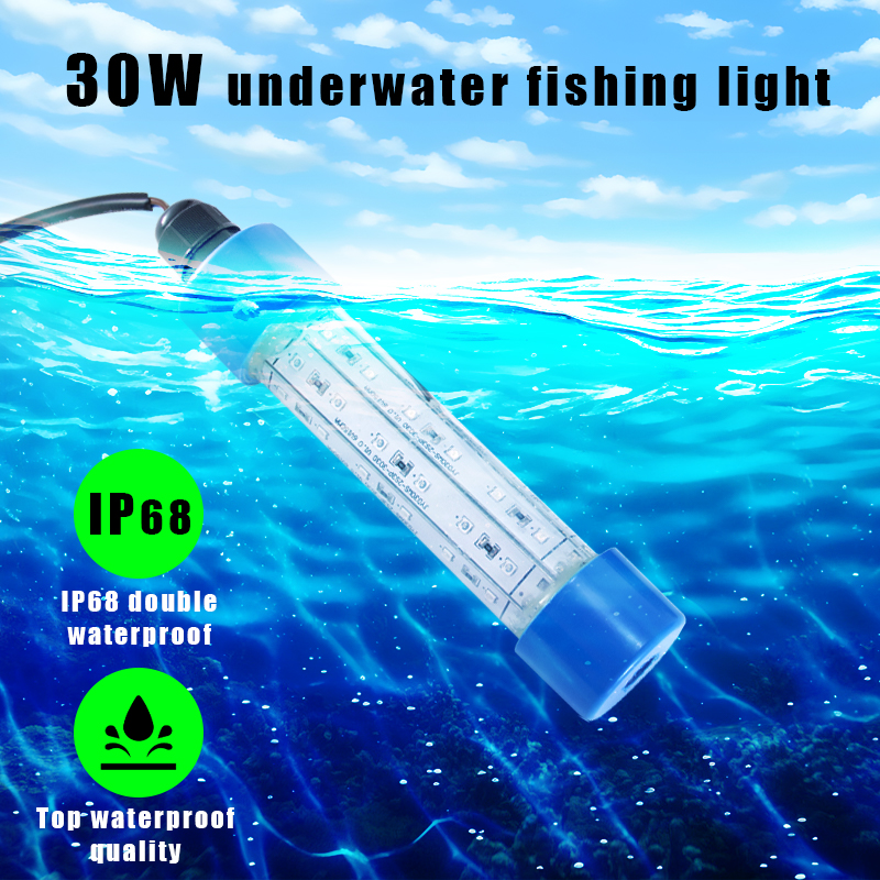 30w Water Proof Commercial Fishing Lights 360 Degree Green Underwater Flash LED Fishing Lamp - Image 2